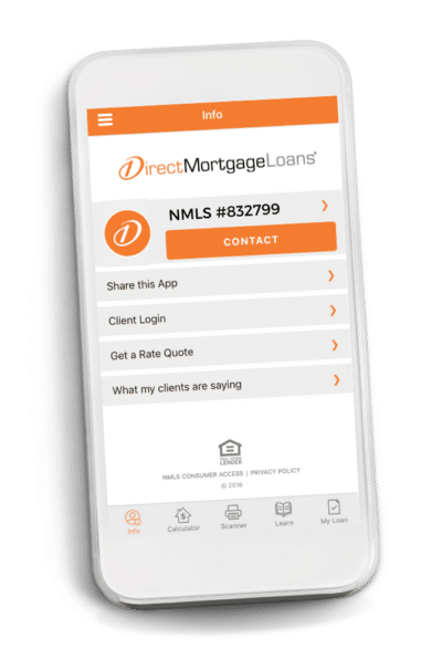 Direct Mortgage Loans App displayed on Phone