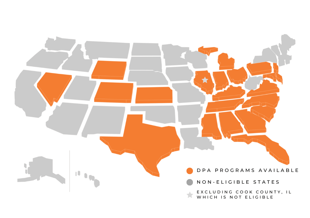 Down Payment Assistance programs Map