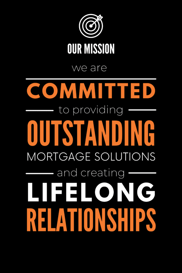Our Mission black, white and orange text